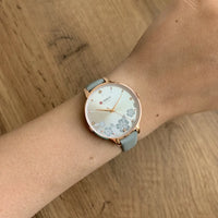Montre Femme Bracelet Cuir Bleu Ciel