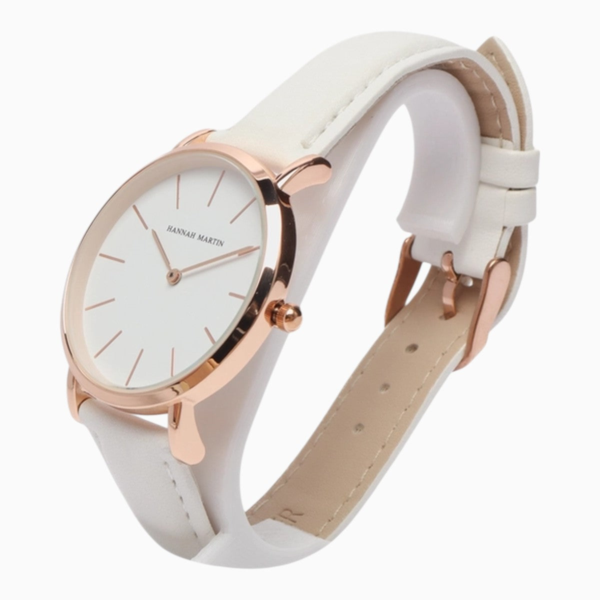 Montre femme bracelet cuir blanc cadran blanc 3