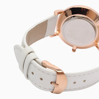 Montre femme bracelet cuir blanc cadran blanc 4