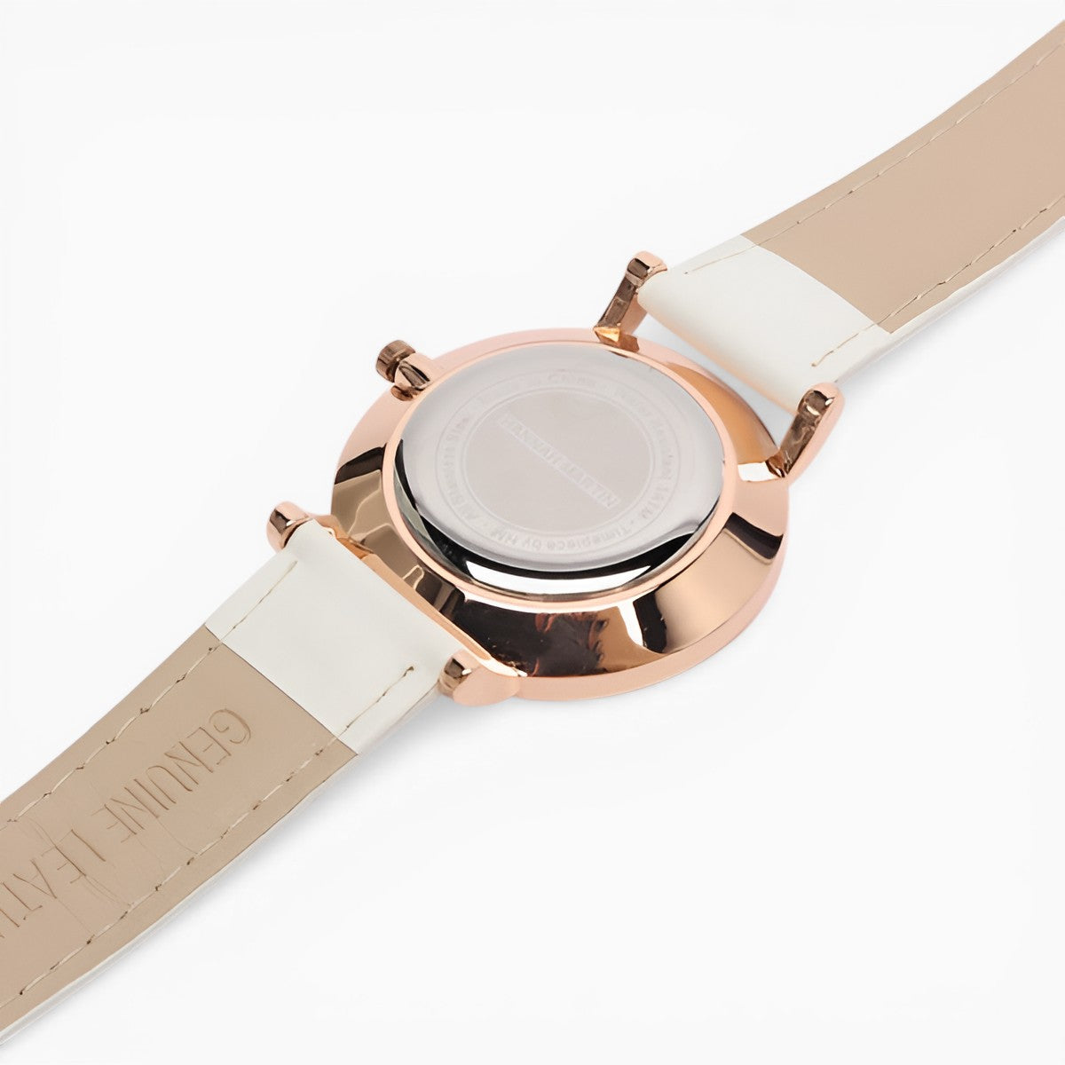 Montre femme bracelet cuir blanc cadran blanc 5