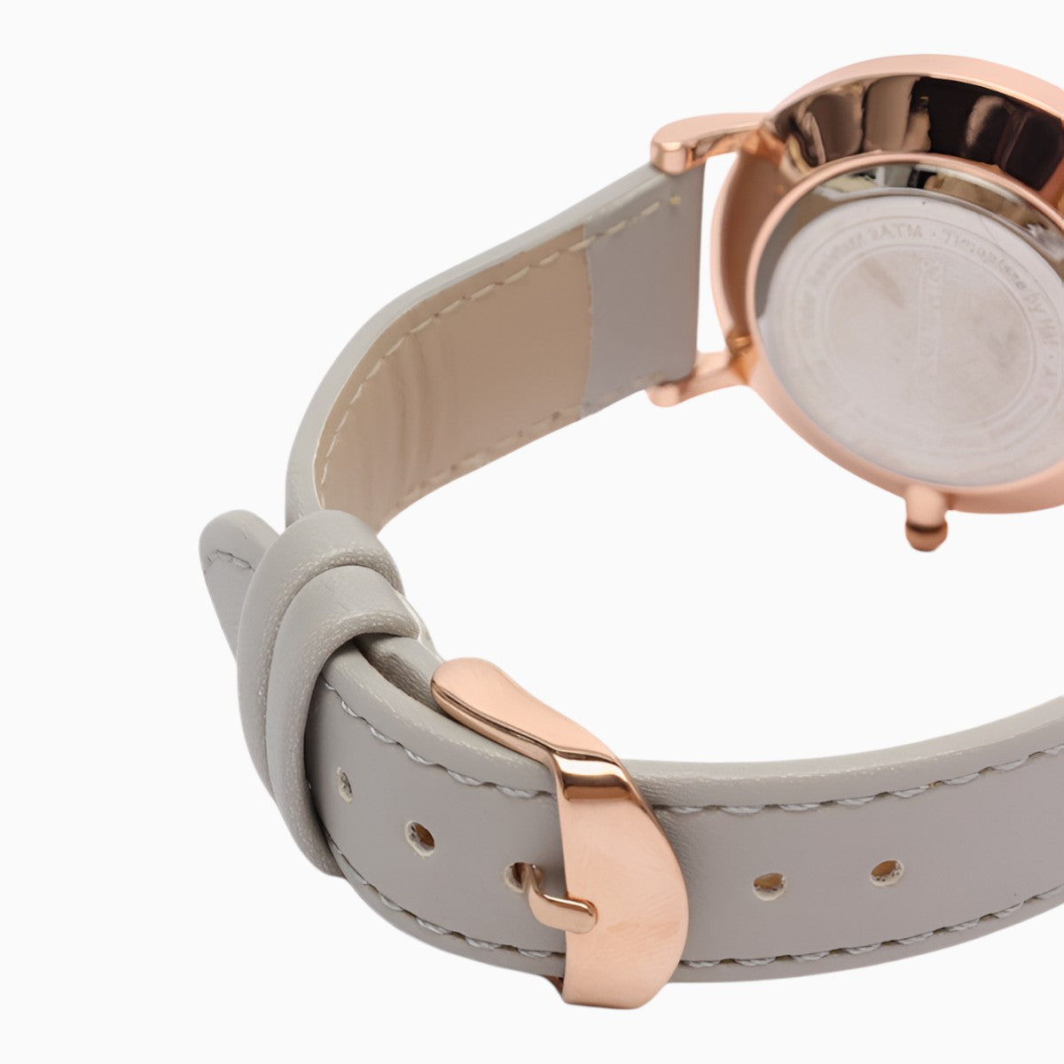 montre femme bracelet cuir gris cadran blanc 4