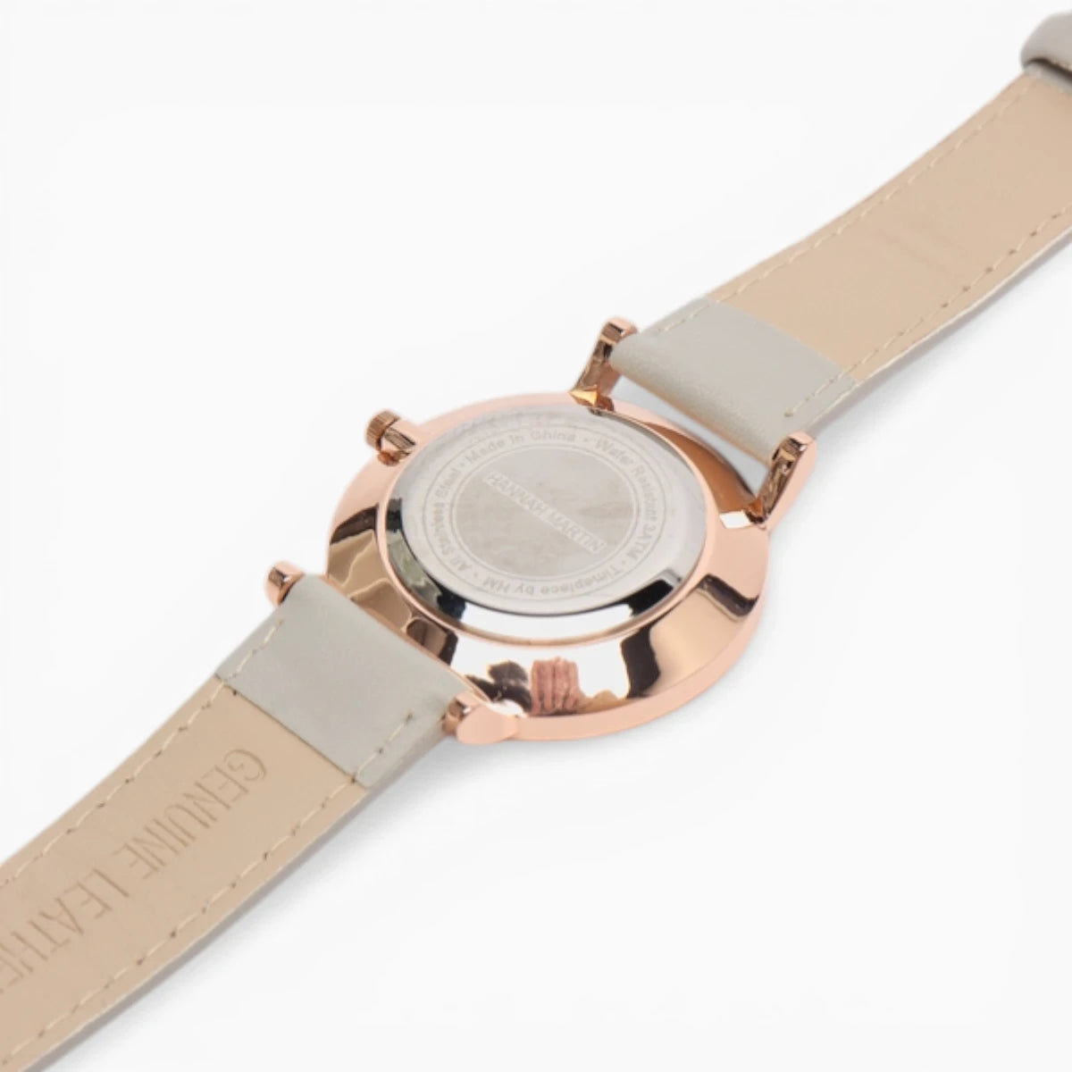 Montre Femme Bracelet Cuir Gris Cadran Blanc 5