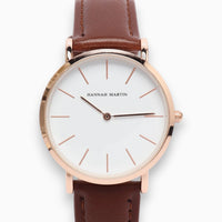 montre femme bracelet cuir marron cadran blanc 2