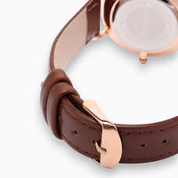 montre femme bracelet cuir marron cadran blanc 4