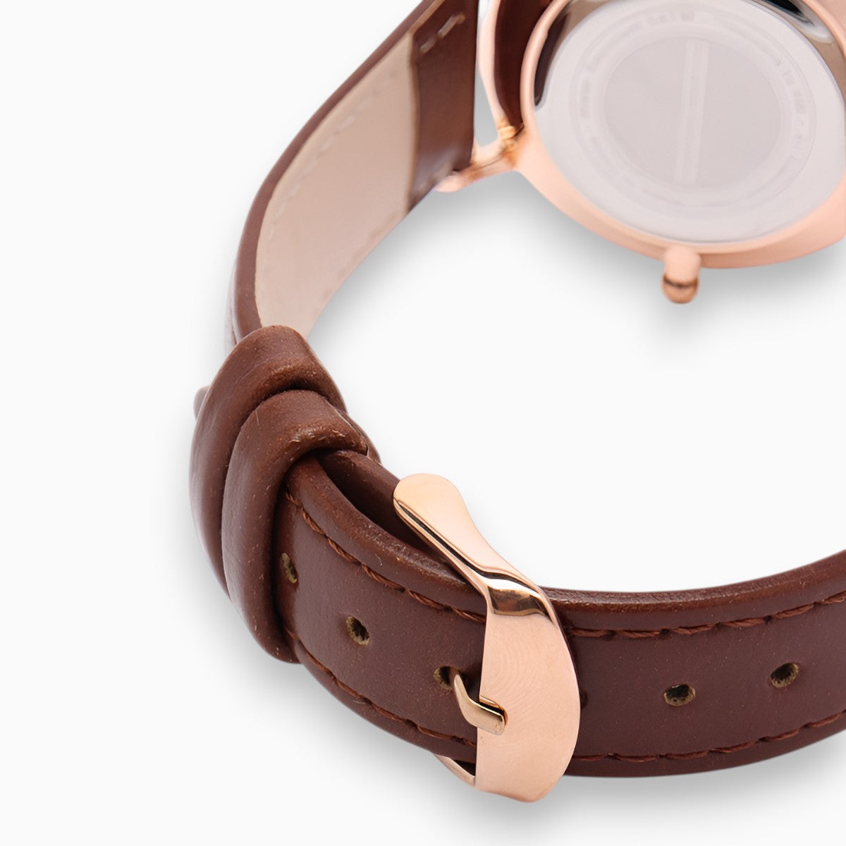 montre femme bracelet cuir marron cadran blanc 4