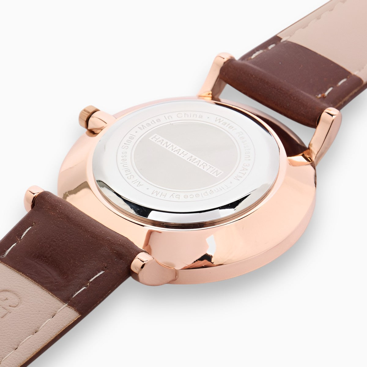 montre femme bracelet cuir marron cadran blanc 5