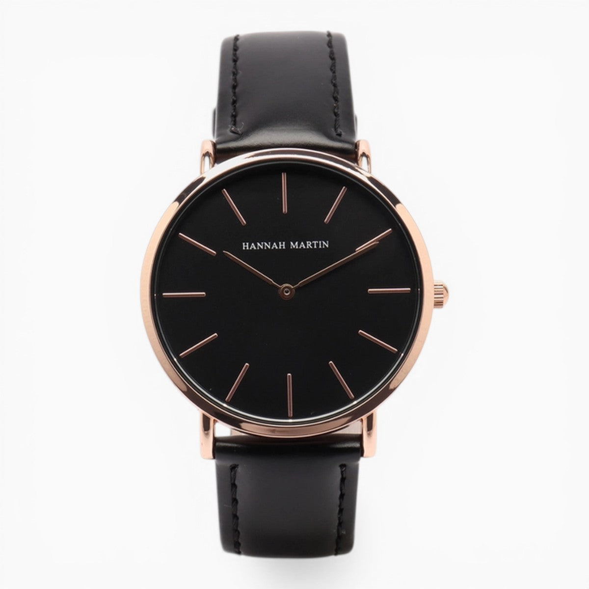 montre femme bracelet cuir noir cadran noir