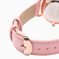montre femme bracelet cuir rose cadran blanc 4