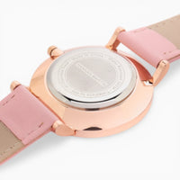 montre femme bracelet cuir rose cadran blanc 5