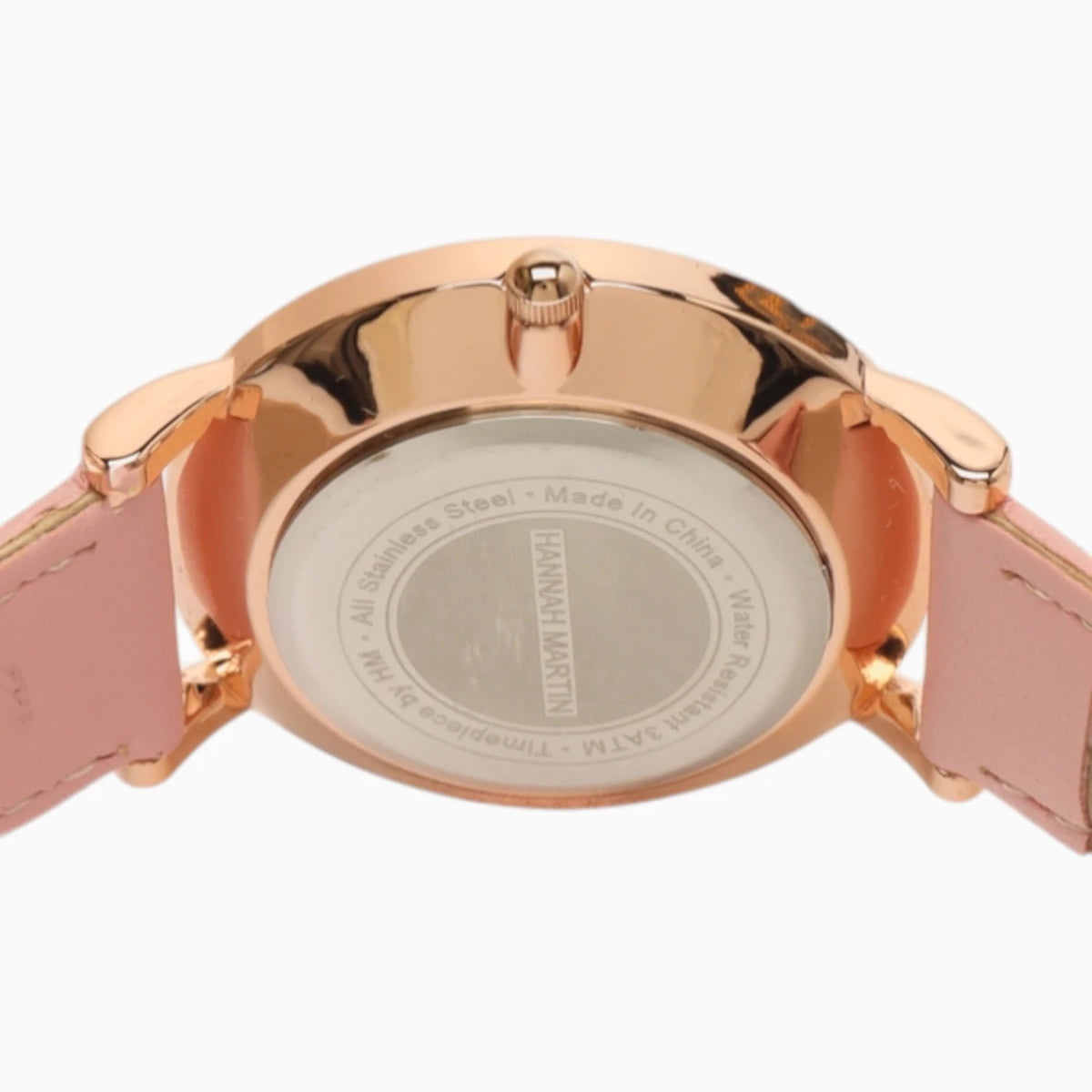 montre femme bracelet cuir rose cadran noir 5