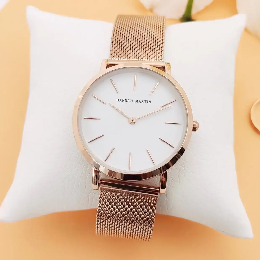 montre femme maille milanaise Or-Rose