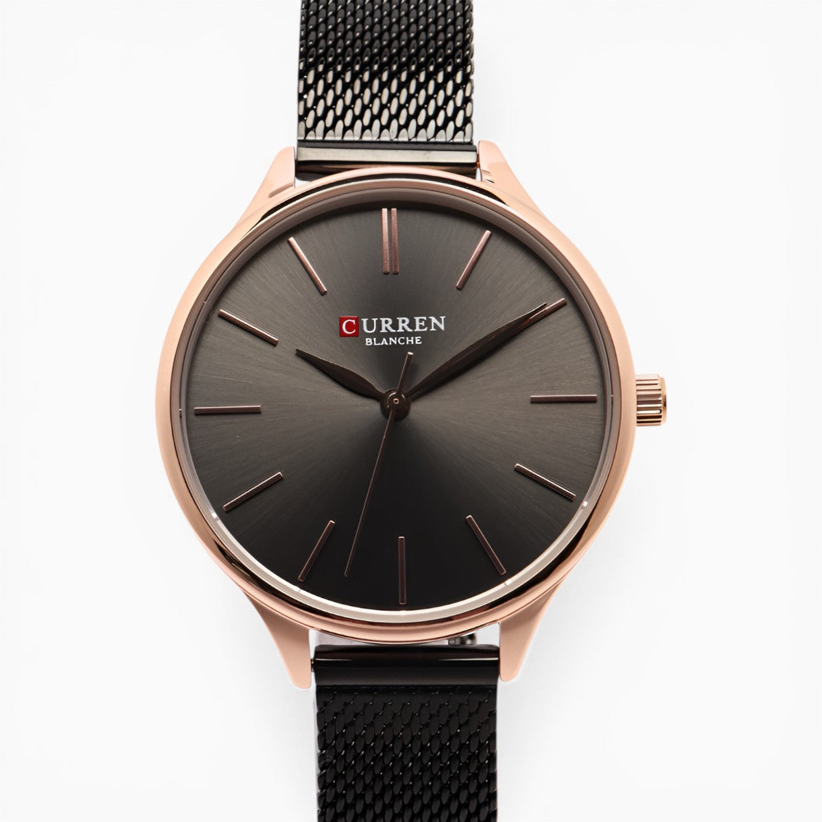 Montre Femme Bracelet Milanais Noir Cadran Noir