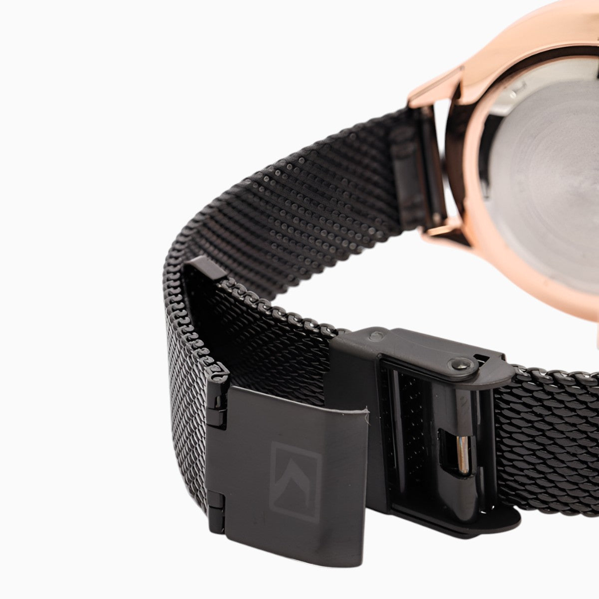 Montre Femme Bracelet Milanais Noir Cadran Noir