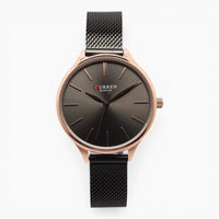 Montre Femme Bracelet Milanais Noir Cadran Noir