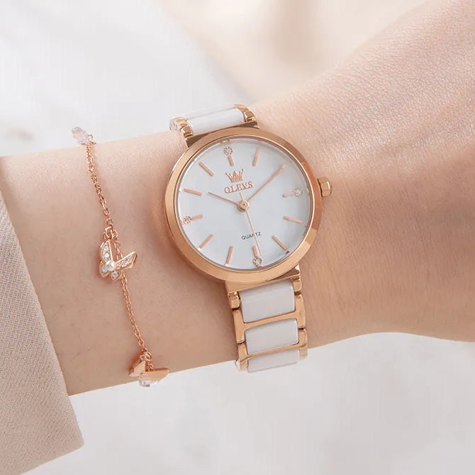 montre femme céramique blanche