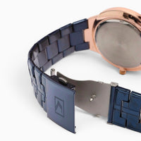 montre homme bracelet acier bleu marine 4
