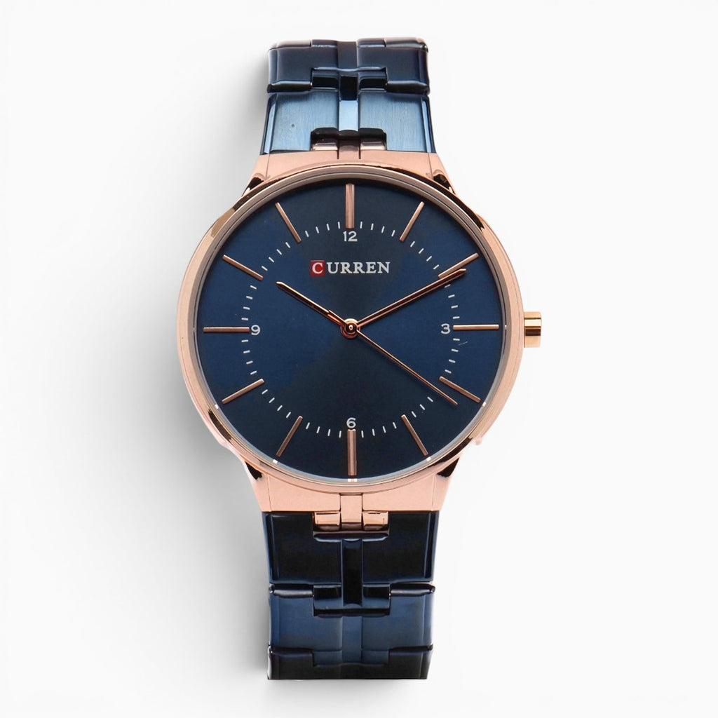 montre homme bracelet acier bleu marine