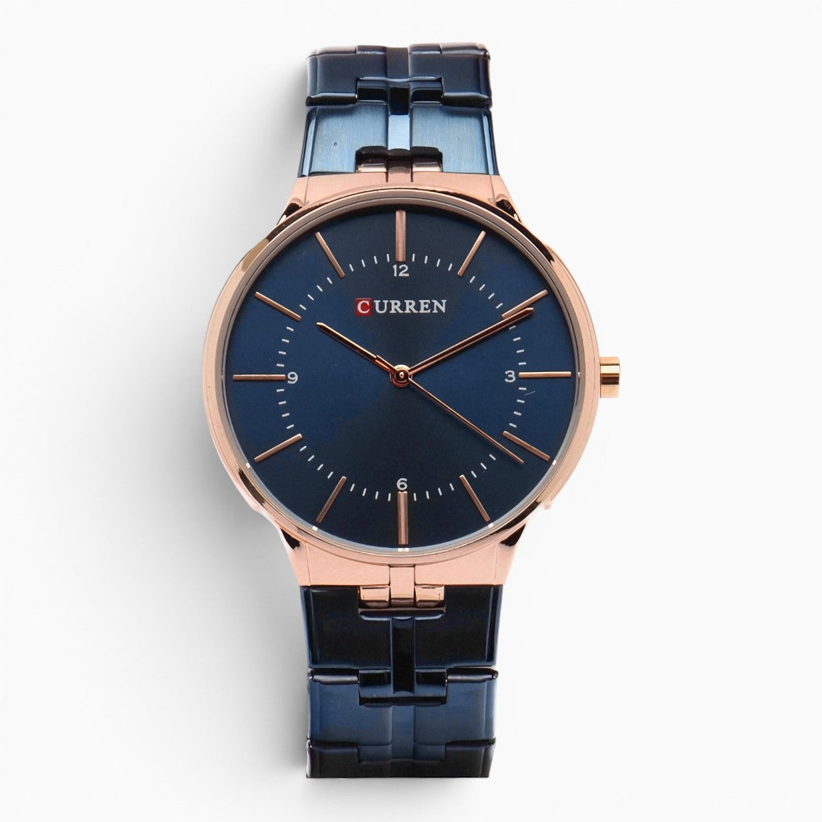 montre homme bracelet acier bleu marine