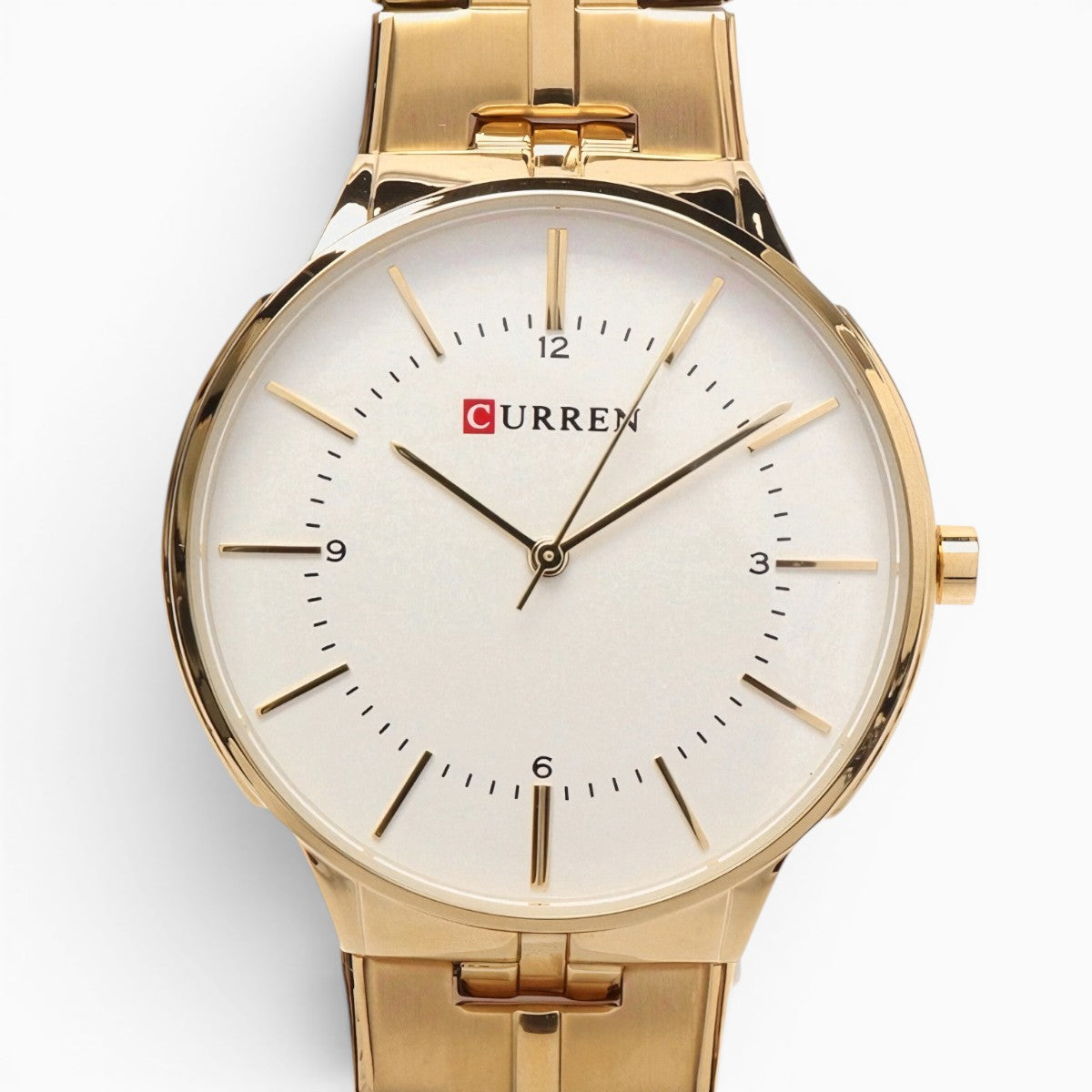 Montre homme bracelet acier doré cadran blanc 2