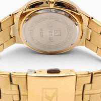 Montre homme bracelet acier doré cadran blanc 5