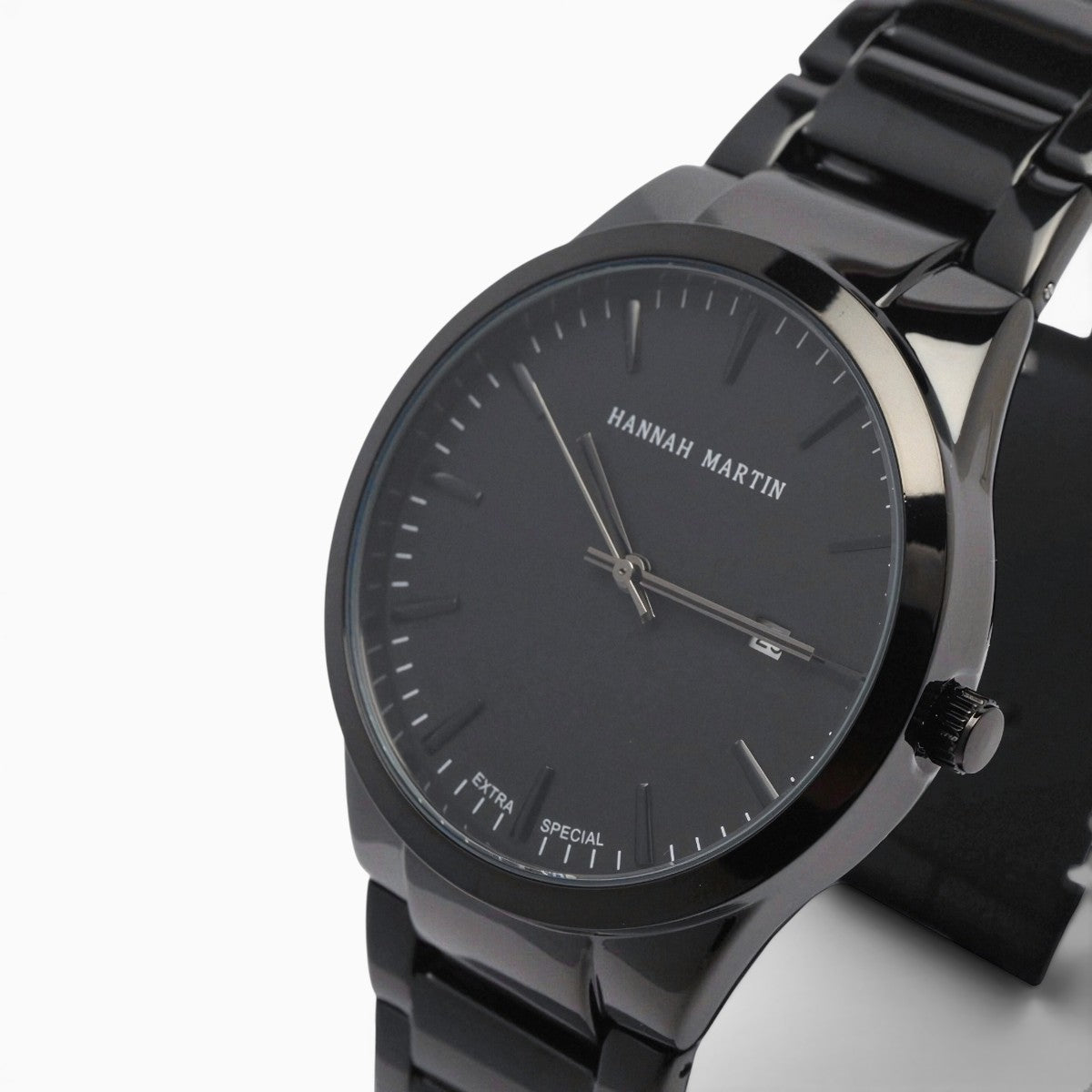 Montre homme bracelet acier noir cadran noir 3