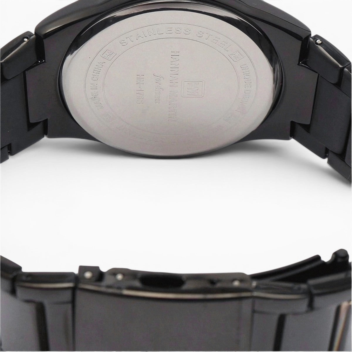 Montre homme bracelet acier noir cadran noir 5