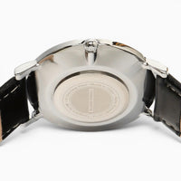 montre homme bracelet cuir noir cadran blanc 5