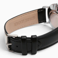 montre homme bracelet cuir noir cadran noir 4