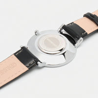 montre homme bracelet cuir noir cadran noir 5