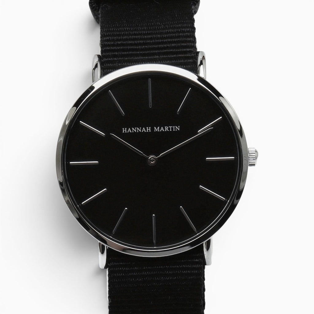 Montre homme bracelet nylon noir cadran noir 2