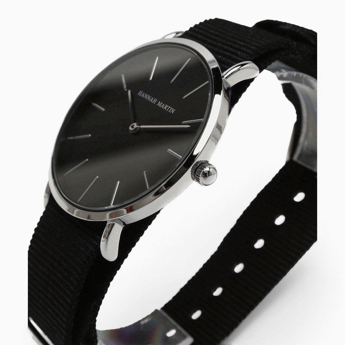 Montre homme bracelet nylon noir cadran noir 3