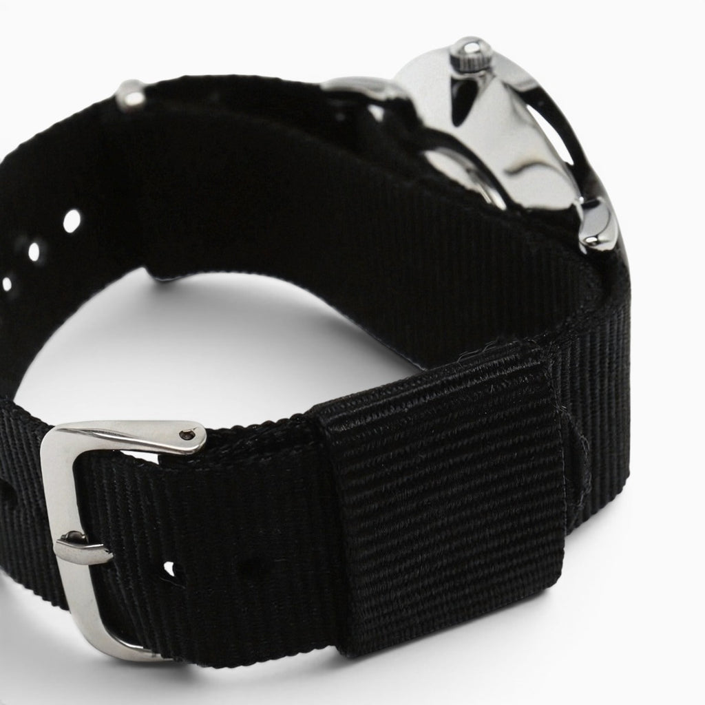 Montre homme bracelet nylon noir cadran noir 4