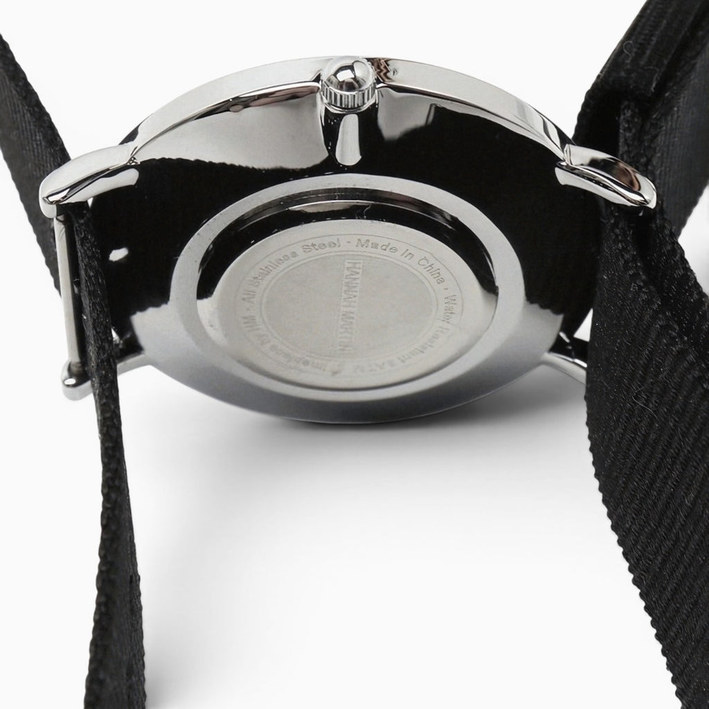 Montre homme bracelet nylon noir cadran noir 5