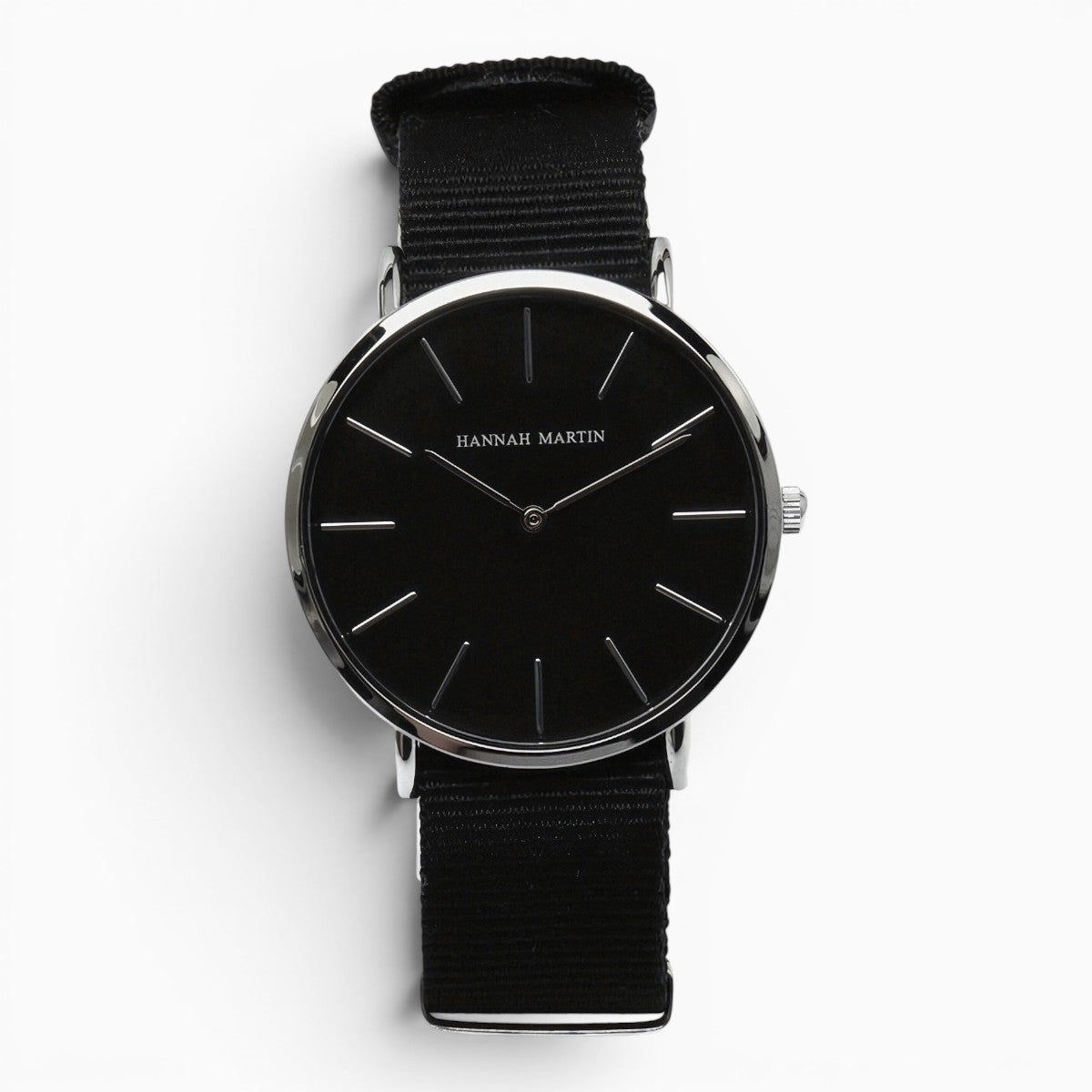 Montre homme bracelet nylon noir cadran noir