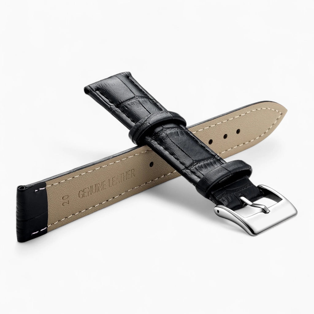 Bracelet Montre Cuir Boucle Argentée