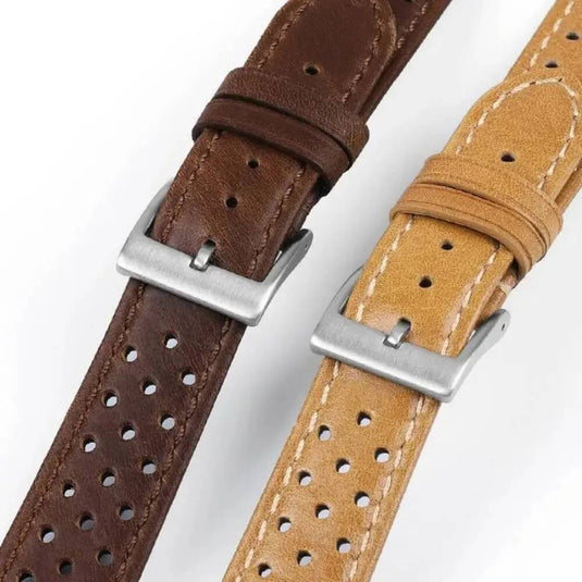 photo bracelet montre rallye cuir perforé