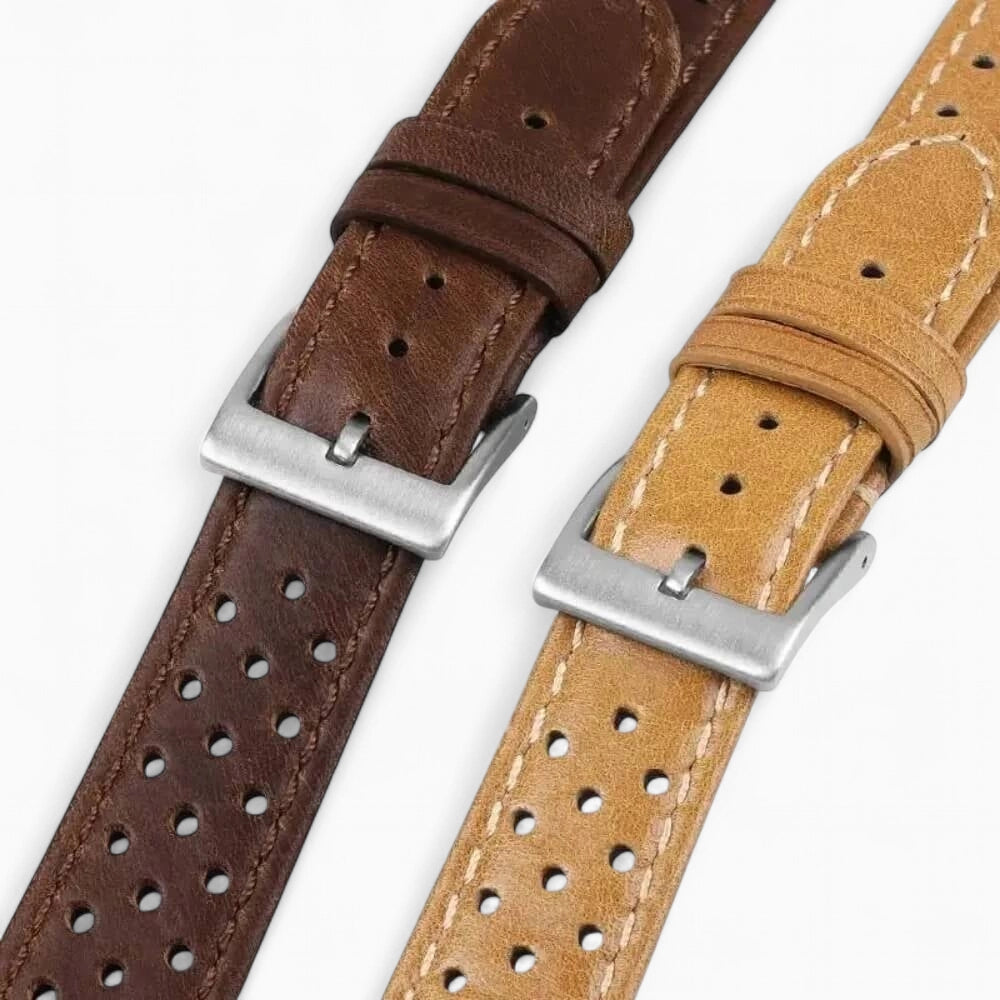 bracelet montre rallye cuir perforé