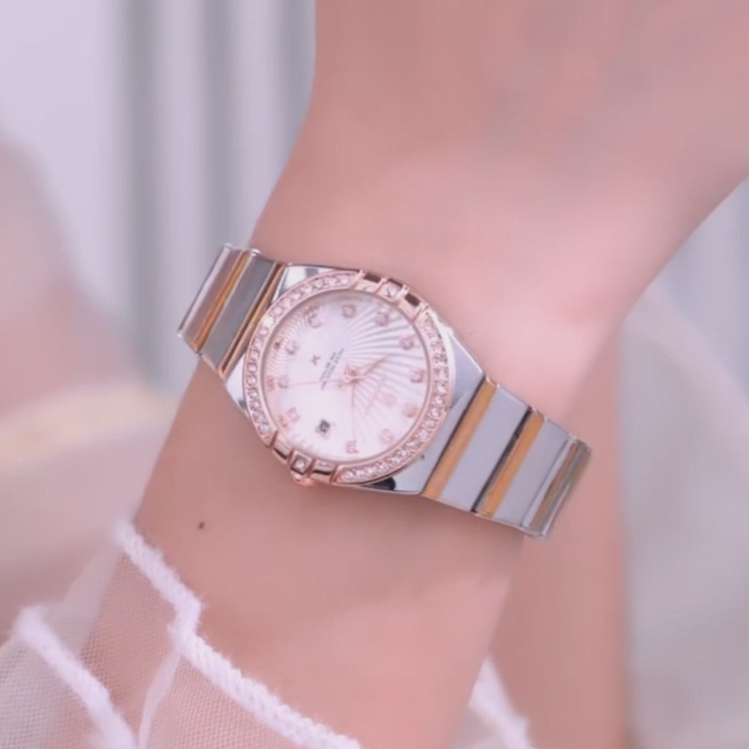 vidéo Montre Femme Bicolore blanc