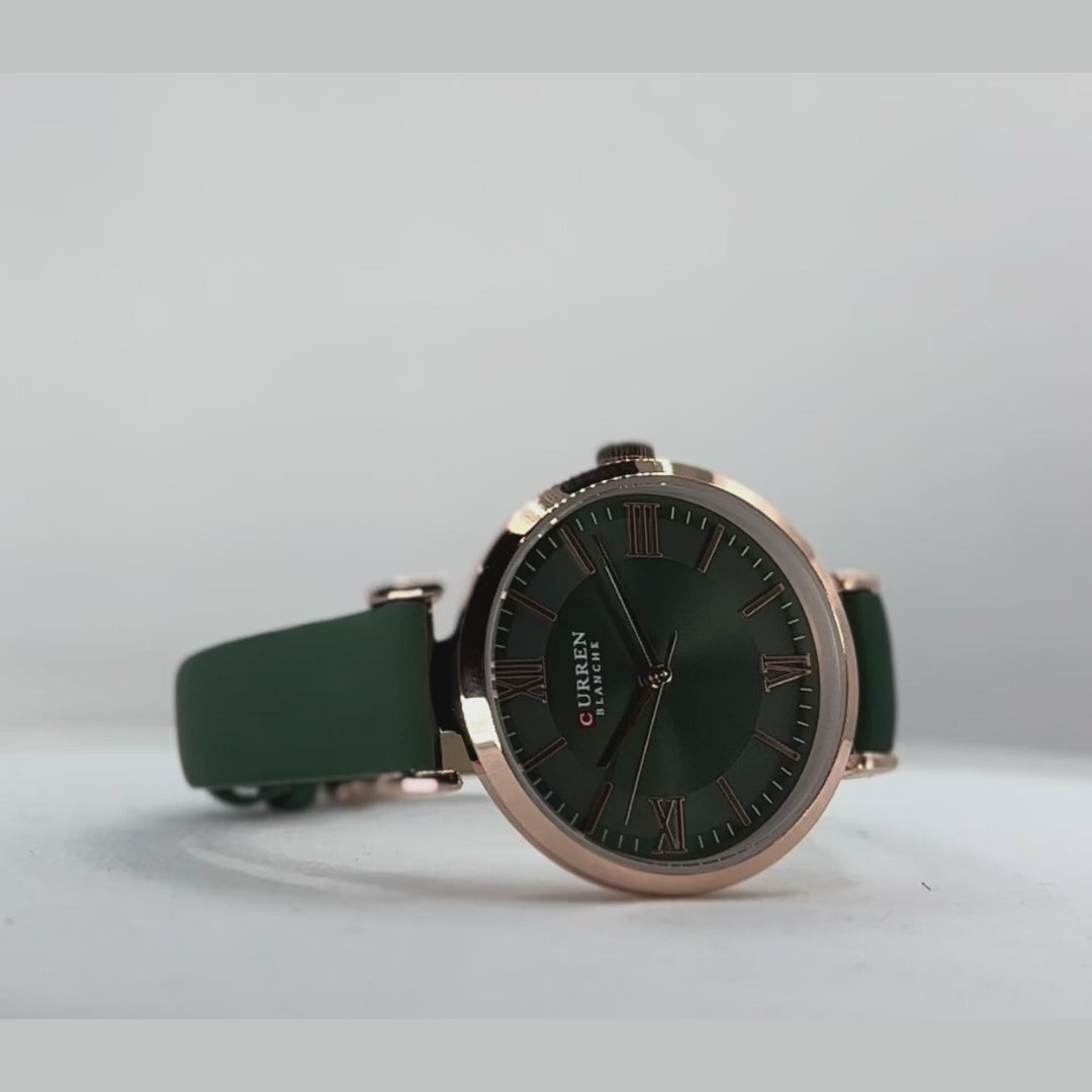 Montre femme cadran vert vidéo
