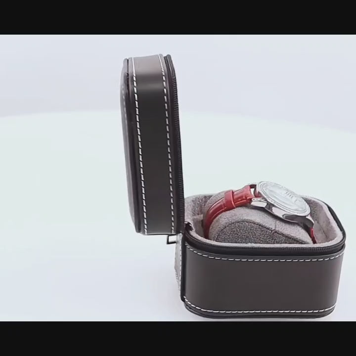 vidéo étui montre cuir fermeture zippée
