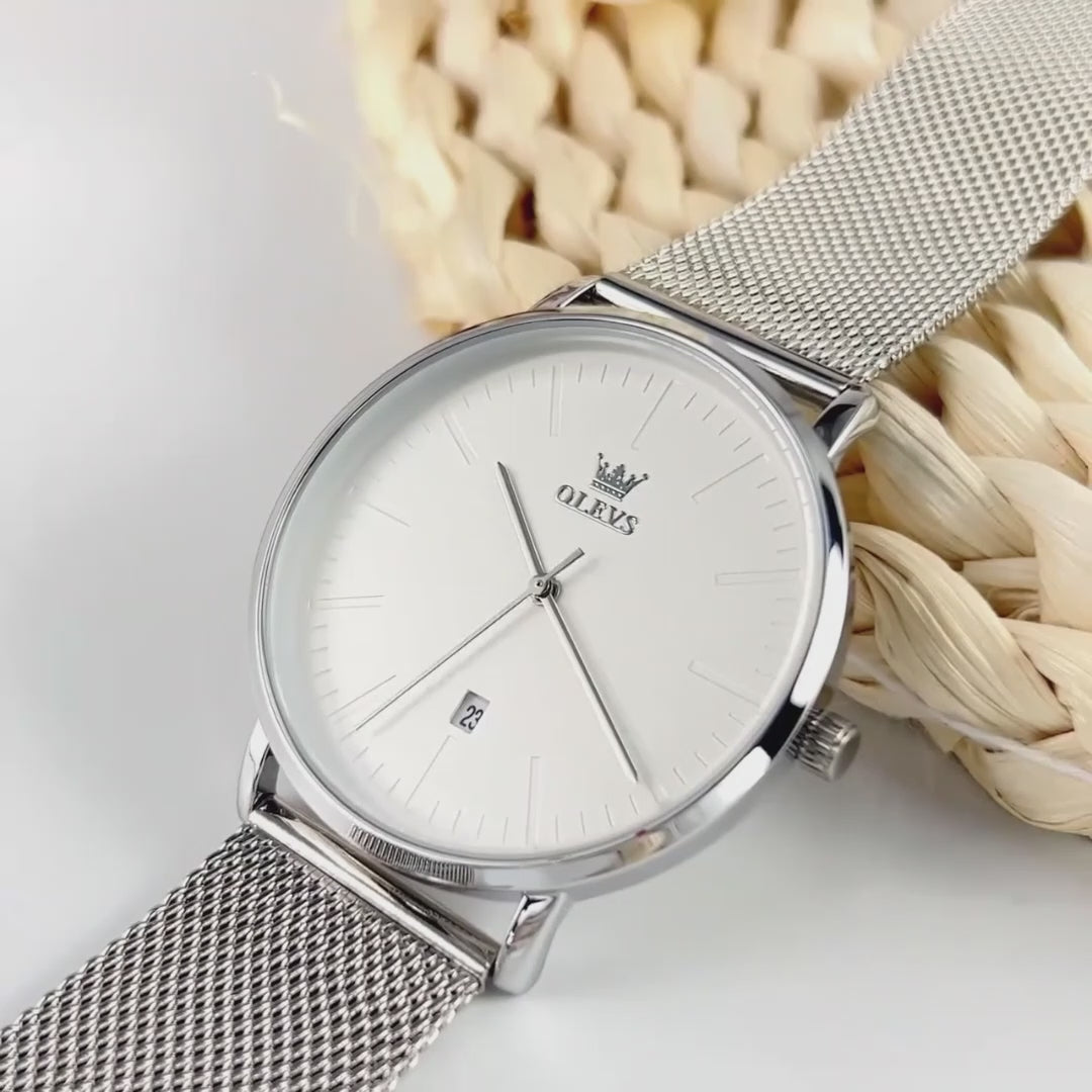 vidéo Montre Femme Bracelet Milanais Argent cadran blanc