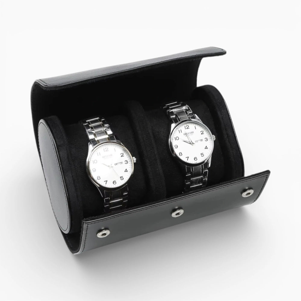Étui Voyage Montre en Cuir Noir