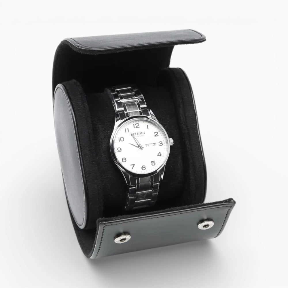 Étui Voyage Montre en Cuir Noir