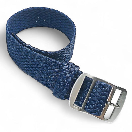 bracelet montre nylon tissu tressé bleu foncé