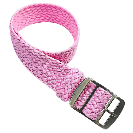 bracelet montre nylon tissu tressé rose
