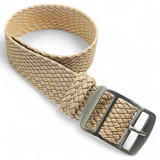 bracelet montre nylon tissu tressé beige