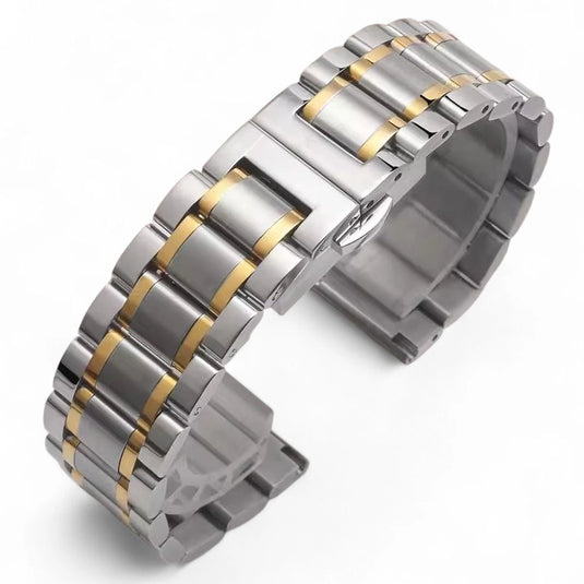 Bracelet montre acier bicolore argent et or