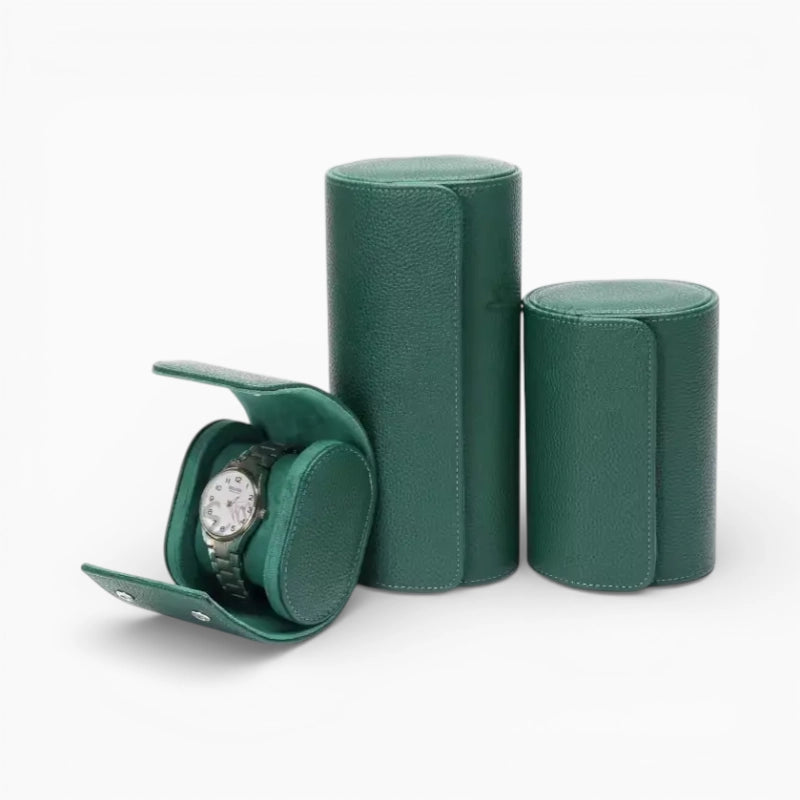 Étui Voyage Montre en Cuir Vert
