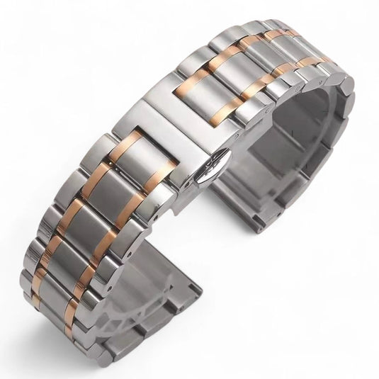 Bracelet montre acier bicolore argent et or rose