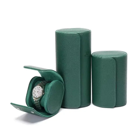 Étui de Montre en Cuir Vert • Texture Intérieure Douce Anti-rayures